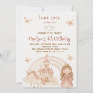 Convite Convidado do Partido Dourado Castle e Unicorn