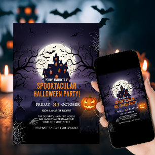 Convite Convidado do Partido Halloween do Castelo Assombra