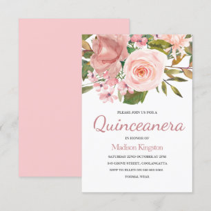 Convite Convidado do Partido Quinceanera Dourado Rosa Rosa