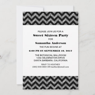 Convite Convidado do partido Silver Chevron Glitter Sweet
