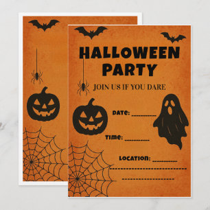 Convite Convidado do Partido Vintage Halloween   Ícones as