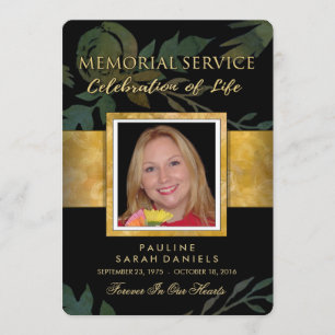 Convite Convidado do Serviço de Memorial Floral Dourado P