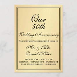 Convite Convidado Dourado para o 50º aniversário de casame