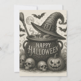 Convite Convidado Feliz Halloween Cauldron