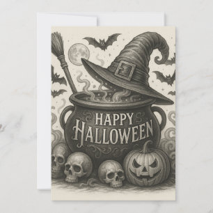 Convite Convidado Feliz Halloween Cauldron