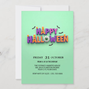 Convite Convidado Feliz Halloween Eyeball