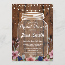 Convidado Floral Rustic Jar Wood Party chá de pane