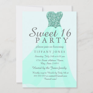 Convite Convidado Mint Estimulante Glitter Gown 16