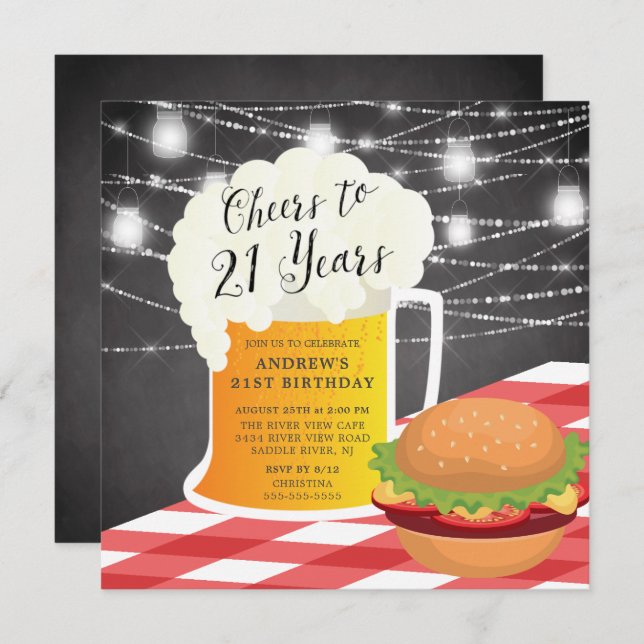 Convite Convidado para 21 anos de aniversário (Frente/Verso)