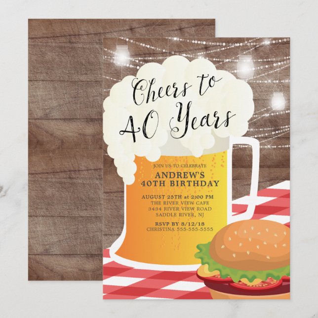 Convite Convidado para 40 anos de aniversário (Frente/Verso)