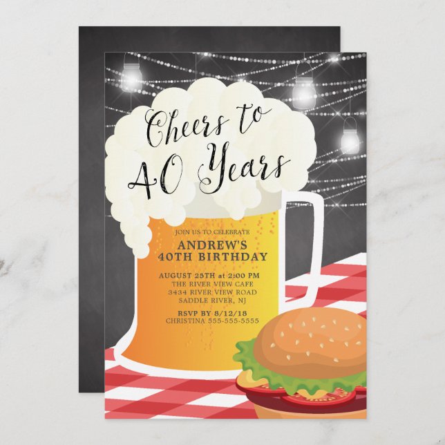 Convite Convidado para 40 anos de aniversário (Frente/Verso)