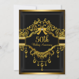 Convite Convidado para 50 anos do Elegant Damask Dourado