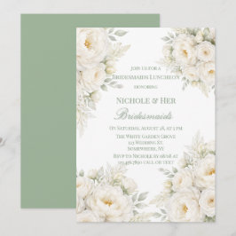 Convite Convidado para Almoço de Damas de Honra com Flores