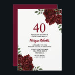 Convite Convidado para aniversário de 40 anos de Rosa verm<br><div class="desc">Convidar aniversário de 40 anos de Rosa vermelha de de Borgonha Romântica Consulte coleção correspondente no repositório</div>