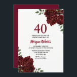 Convite Convidado para aniversário de 40 anos de Rosa verm<br><div class="desc">Convidar aniversário de 40 anos de Rosa vermelha de de Borgonha Romântica Consulte coleção correspondente no repositório</div>