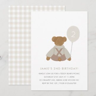 Convite Convidado para Bebê Picnic Bebê de Urso de Teddy