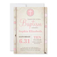 Convidado para Bolinhas Rosa Batismo - Menina