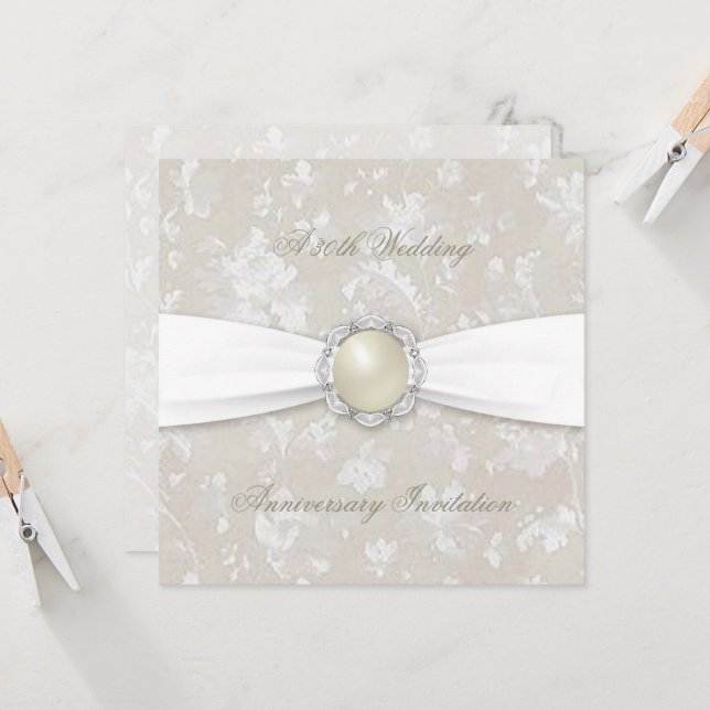 Convite Convidado para Casamento de 30 de Bold Damask (Frente/Verso In Situ)