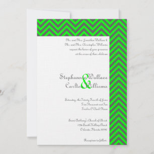 Convite Convidado para Casamento Moderno de Neon Verde/Cin