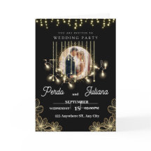 Convidado para Casamento Negro e Ouro Moderno Deco