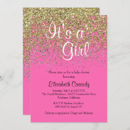 Convite Convidado para Chá de fraldas brilhante Dourado e