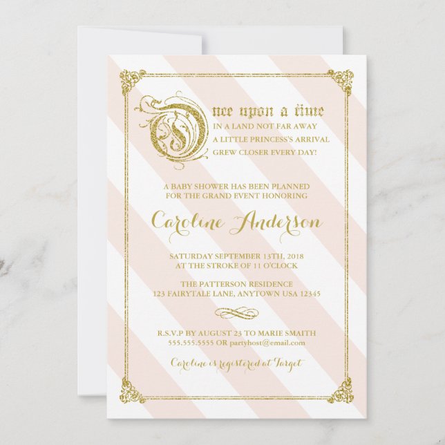 Convite Convidado para Chá de fraldas da Princesa Litera R (Frente)