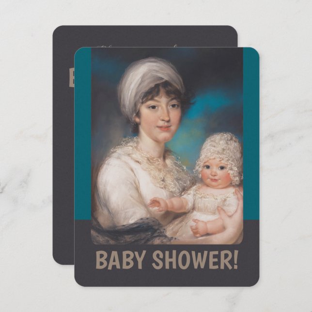 Convite Convidado para Chá de fraldas de menina e mãe CC09 (Frente/Verso)