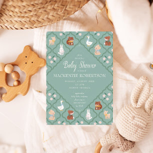 Convite Convidado para Chá de fraldas de Woodland Limitado