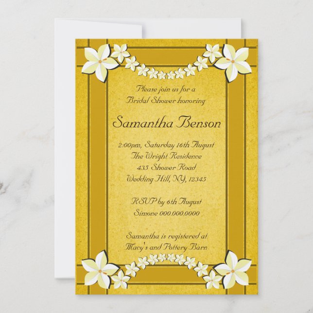 Convite Convidado para Chá de panela Floral Dourado Rustic (Frente)