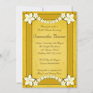 Convite Convidado para Chá de panela Floral Dourado Rustic