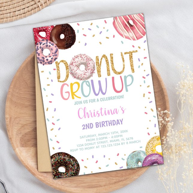 Convite Convidado para Crianças do Partido Sweet Sprinkle  (Donuts Birthday Invitations)