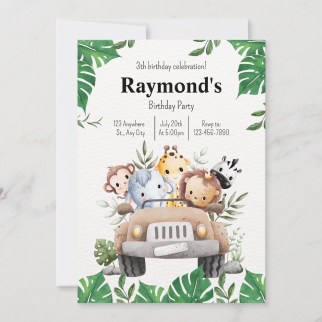 Convite Convidado para Crianças Personalizadas para Festas (Frente)