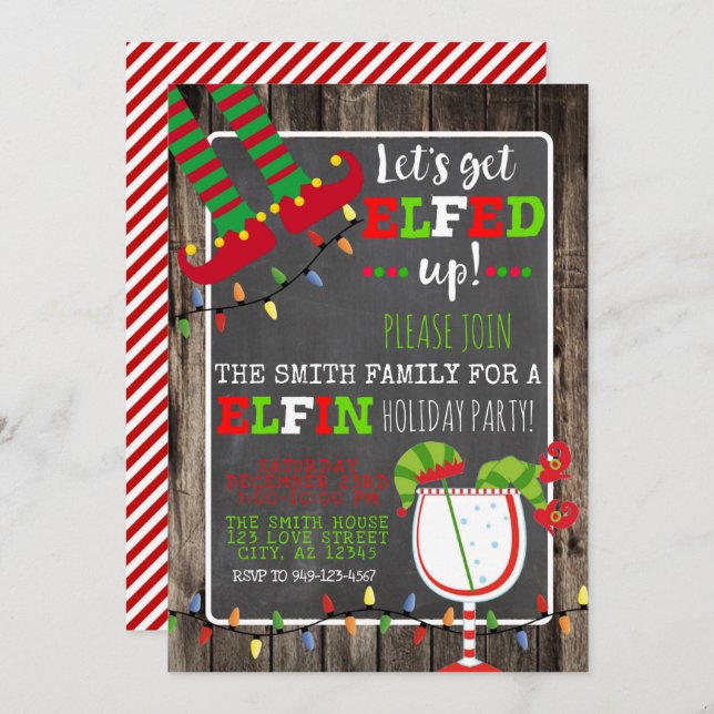 Convite Convidado para Férias de Natal Elfin (Frente/Verso)