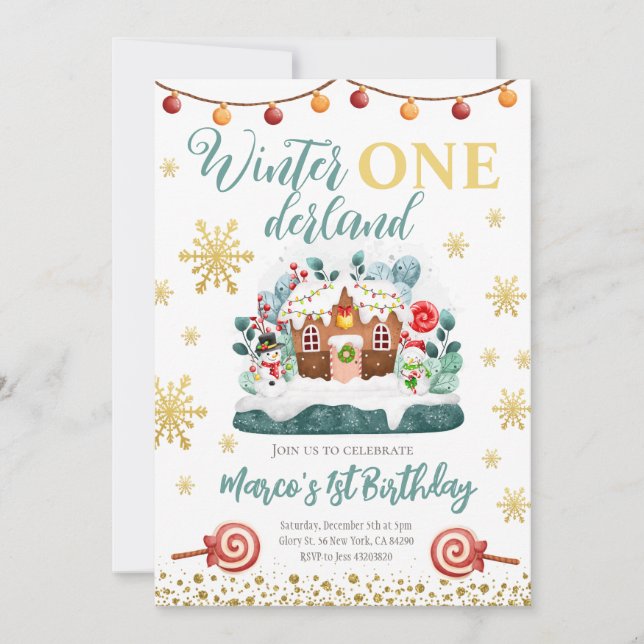 Convite Convidado para Festa de aniversário da casa de pão (Frente)