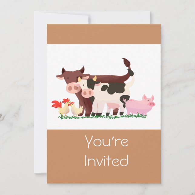 Convite Convidado para Festa de aniversário de Fazenda de  (Frente)