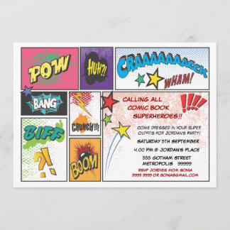 Convite Convidado para Festa de aniversário de Super-Herói