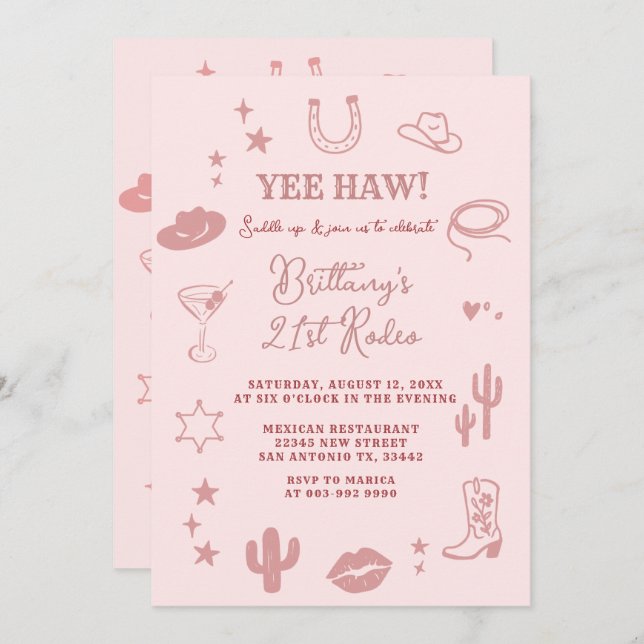 Convite Convidado para Festa de aniversário no Sudoeste de (Frente/Verso)