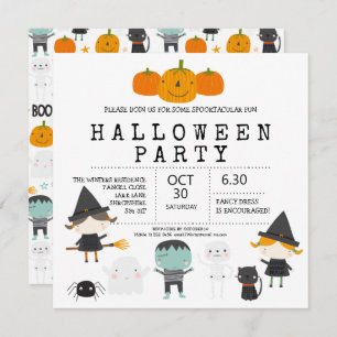 Convite Convidado para festa de Halloween de família diver