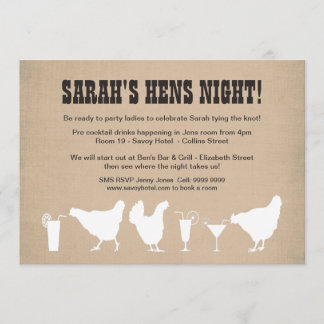 Convite Convidado para Festa de solteira Noite de Hens Eng