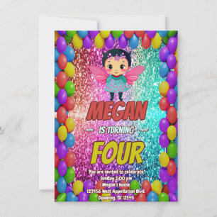 Convite Convidado para o aniversário da Fairy Cartoon para