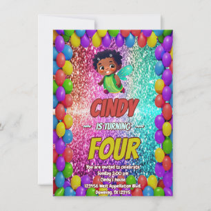 Convite Convidado para o aniversário da Fairy Cartoon para