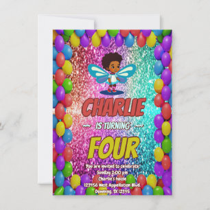 Convite Convidado para o aniversário da Fairy Cartoon para