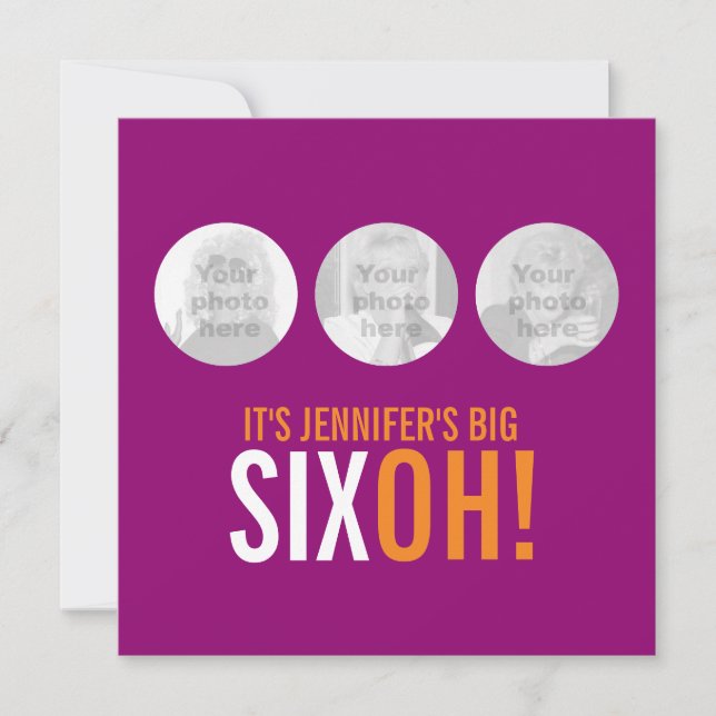 Convite Convidado para o aniversário de fotos 60th SIXOH! (Frente)