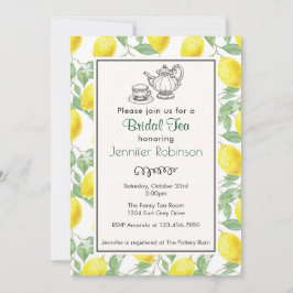 Convite Convidado para o chá de noiva de limão amarelo