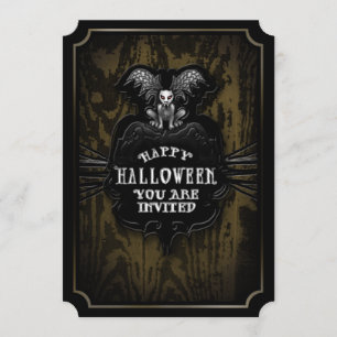 Convite Convidado para o Feliz Halloween Spooky Gargoyle