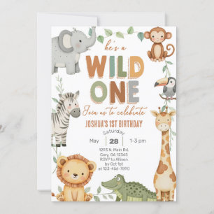 Convite Convidado para primeiro aniversario Safari Wild On