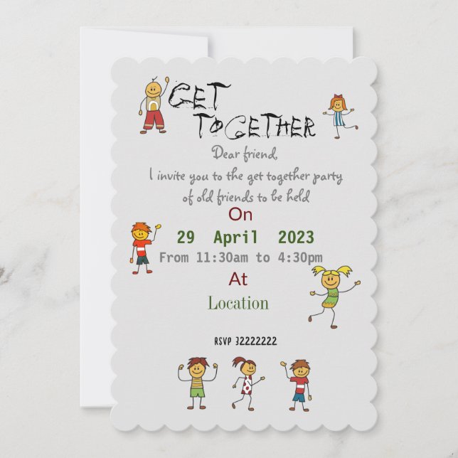 Convite Convidado para reunir amigos (Frente)