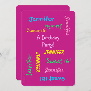 Convite Convidado, Personalizado, Nomes Rosa De 16 Festas