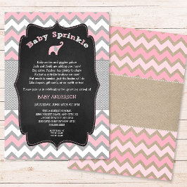 Convite Convidado Rustic Pink Baby Sprinkle, chá de fralda