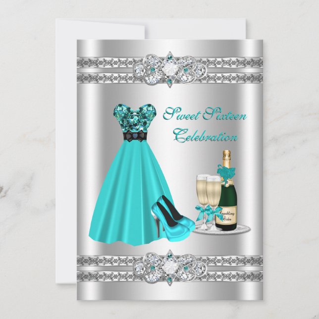 Convite Convidado Silver Sweet Sessenta Gown 5x7 (Frente)